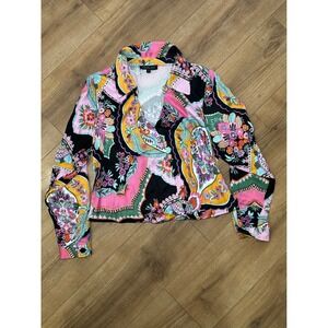 Rachel Zoe Paisley Floral Print Blazer Jacket‎ Women's Size Small